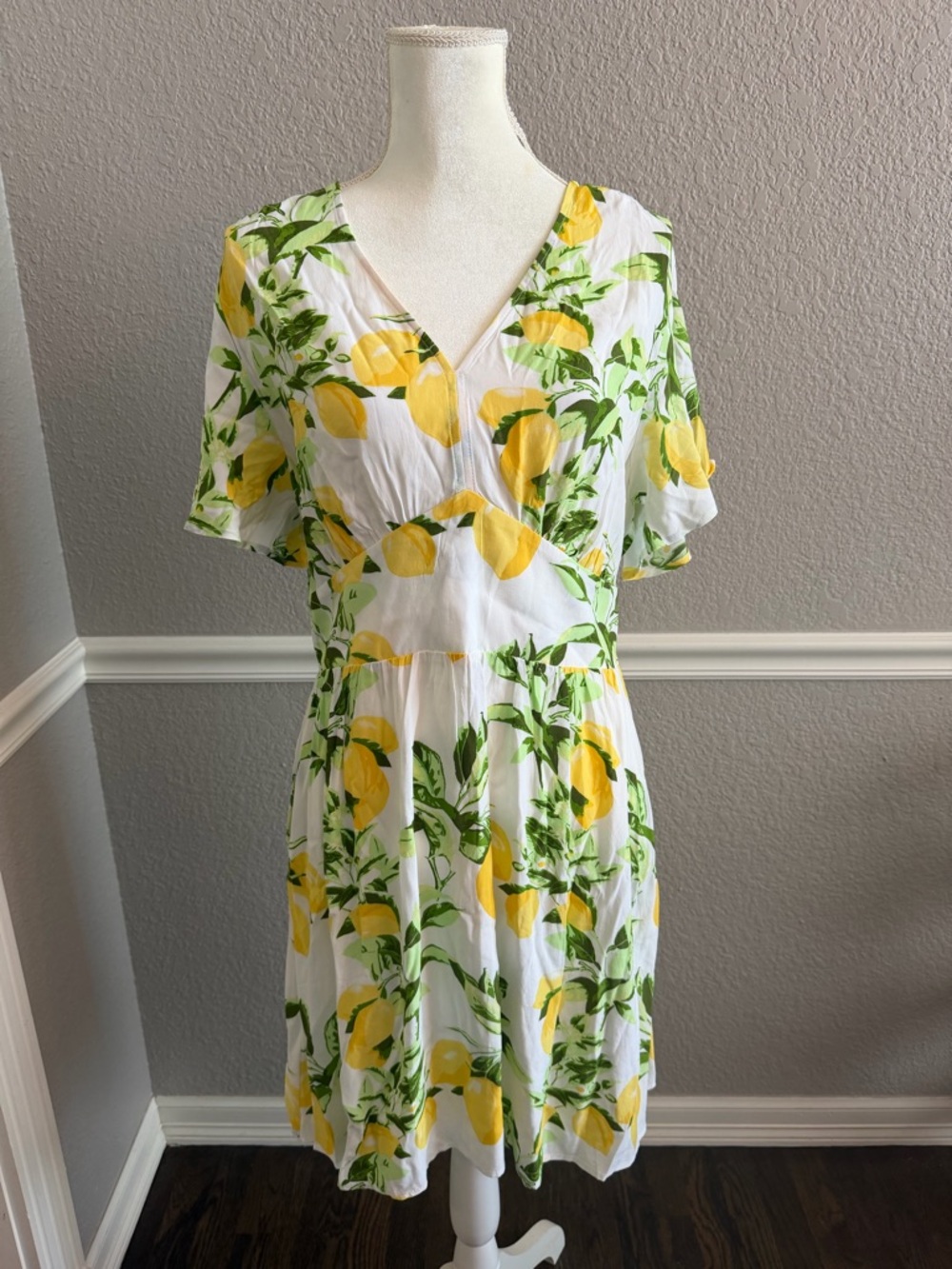 LOFT White Lemon Print Mini Dress - Picture 2 of 10